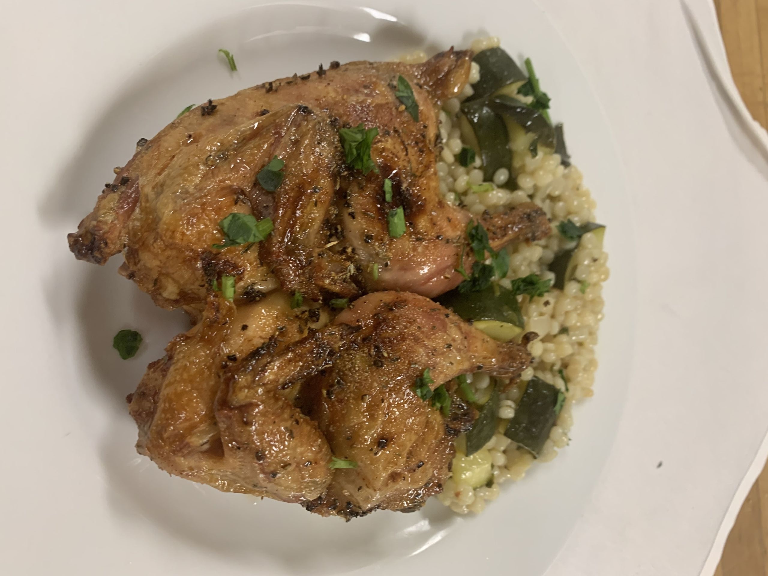 Herb-roasted chicken with sides