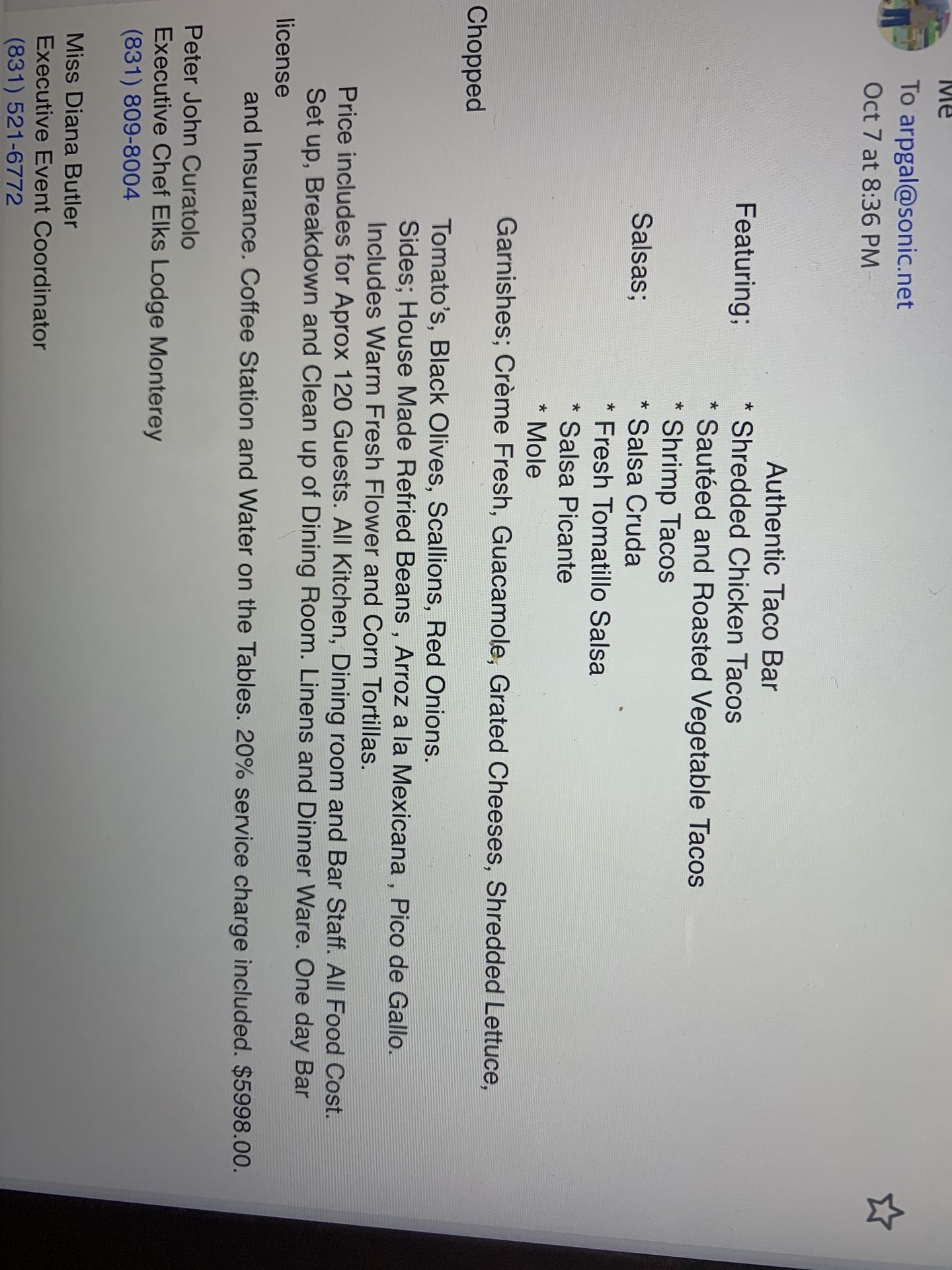 Authentic taco bar menu with salsa options